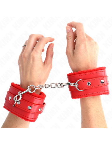 KINK - MUÑEQUERAS FORRADAS PREMIUM ROJO CON CORREA ROJO AJUSTABLE 17-29 CM X 6 CM