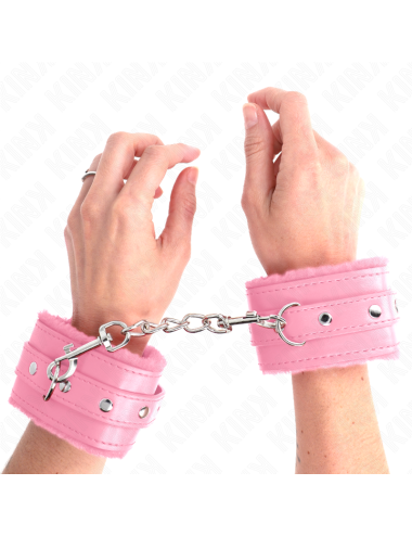 KINK - MUÑEQUERAS FORRADAS PREMIUM ROSA CON CORREA ROSA AJUSTABLE 17-29 CM X 6 CM