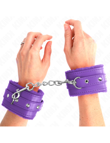KINK - MUÑEQUERAS FORRADAS PREMIUM VIOLETA CON CORREA VIOLETA AJUSTABLE 17-29 CM X 6 CM