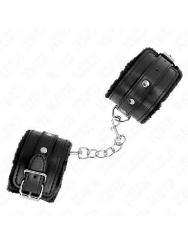 KINK - MUÑEQUERAS FORRADAS PREMIUM NEGRO CON CORREA NEGRO AJUSTABLE 17-29 CM X 6 CM