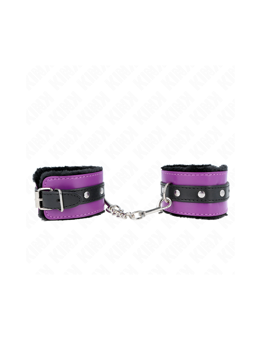 KINK - MUÑEQUERAS FORRADAS PREMIUM NEGRO CON CORREA VIOLETA / NEGRO AJUSTABLE 17-29 CM X 6 CM