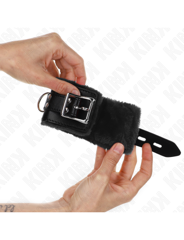 KINK - MUÑEQUERAS FORRADAS NEGRO CON CORREA NEGRO AJUSTABLE 20-29 CM X 5.5 CM