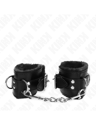 KINK - MUÑEQUERAS FORRADAS NEGRO CON CORREA NEGRO AJUSTABLE 20-29 CM X 5.5 CM