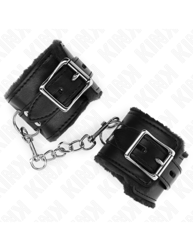 KINK - MUÑEQUERAS FORRADAS NEGRO CON CORREA NEGRO AJUSTABLE 20-29 CM X 5.5 CM