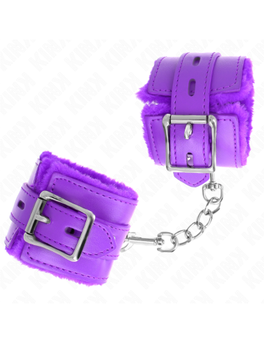 KINK - MUÑEQUERAS FORRADAS CON AGUJEROS CUADRADOS VIOLETA Y CORREA VIOLETA AJUSTABLE 17-29 CM X 6 CM