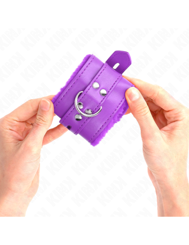 KINK - MUÑEQUERAS FORRADAS CON AGUJEROS CUADRADOS VIOLETA Y CORREA VIOLETA AJUSTABLE 17-29 CM X 6 CM