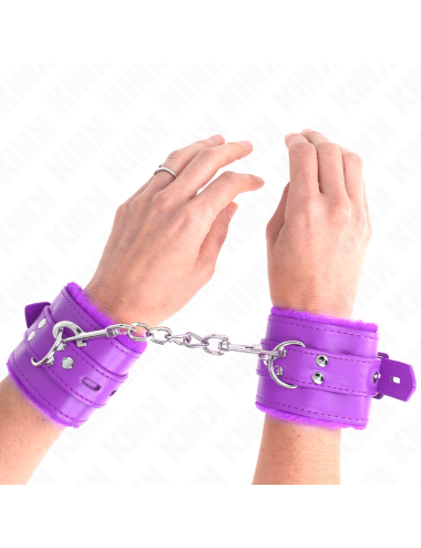 KINK - MUÑEQUERAS FORRADAS CON AGUJEROS CUADRADOS VIOLETA Y CORREA VIOLETA AJUSTABLE 17-29 CM X 6 CM
