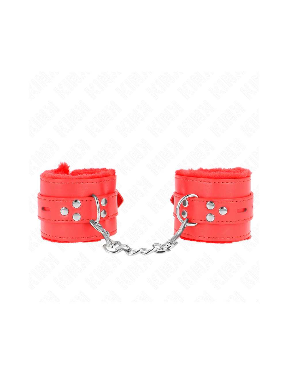 KINK - MUÑEQUERAS FORRADAS CON AGUJEROS CUADRADOS ROJO Y CORREA ROJO AJUSTABLE 17-29 CM X 6 CM