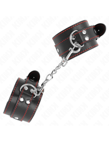 KINK - MUÑEQUERAS NEGRO CON DETALLES EN ROJO AJUSTABLE 20-28 CM X 5.5 CM