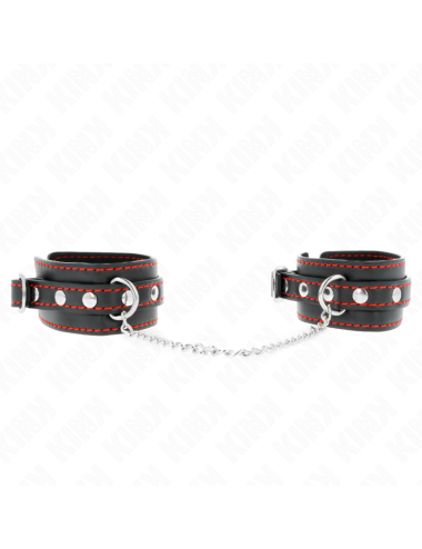 KINK - MUÑEQUERAS PEQUEÑA NEGRO CON DETALLES EN ROJO AJUSTABLE 14-24 CM X 3.5 CM