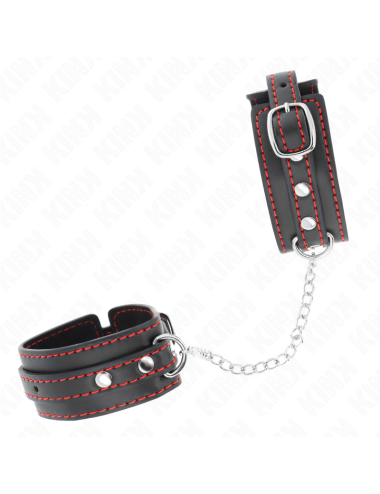 KINK - MUÑEQUERAS PEQUEÑA NEGRO CON DETALLES EN ROJO AJUSTABLE 14-24 CM X 3.5 CM