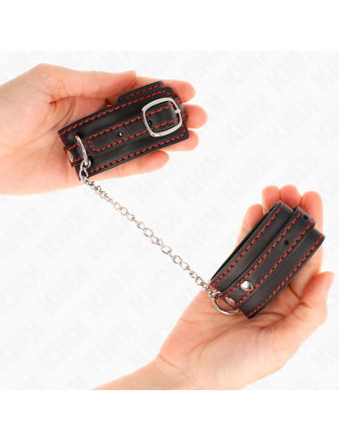 KINK - MUÑEQUERAS PEQUEÑA NEGRO CON DETALLES EN ROJO AJUSTABLE 14-24 CM X 3.5 CM