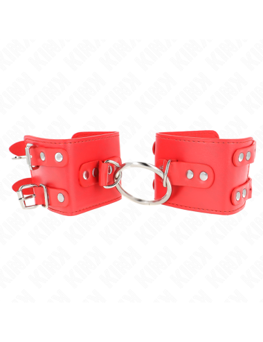 KINK - MUÑEQUERAS FIJAS CON ANILLA Y TACHUELAS ROJO AJUSTABLE 17-22 CM X 6.5 CM