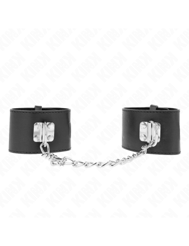 KINK - MUÑEQUERAS FIJAS CON CADENA 30 CM Y CIERRE CANDADO NEGRO AJUSTABLE 16-23 CM X 5.5 CM