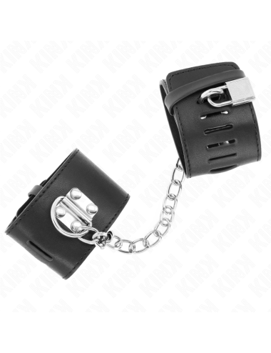 KINK - MUÑEQUERAS FIJAS CON CADENA 30 CM Y CIERRE CANDADO NEGRO AJUSTABLE 16-23 CM X 5.5 CM