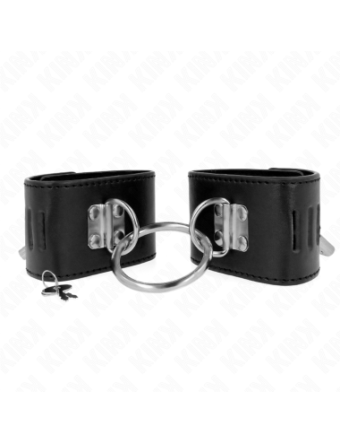 KINK - MUÑEQUERAS FIJAS CON ANILLA Y CIERRE CANDADO NEGRO AJUSTABLE 16-23 CM X 5.5 CM