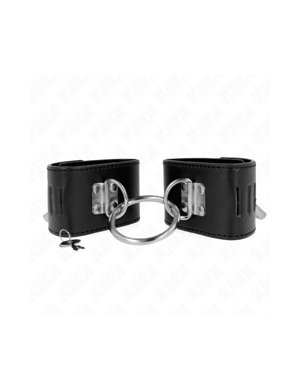 KINK - MUÑEQUERAS FIJAS CON ANILLA Y CIERRE CANDADO NEGRO AJUSTABLE 16-23 CM X 5.5 CM
