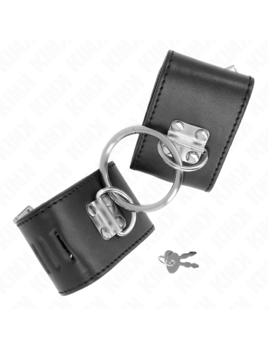 KINK - MUÑEQUERAS FIJAS CON ANILLA Y CIERRE CANDADO NEGRO AJUSTABLE 16-23 CM X 5.5 CM