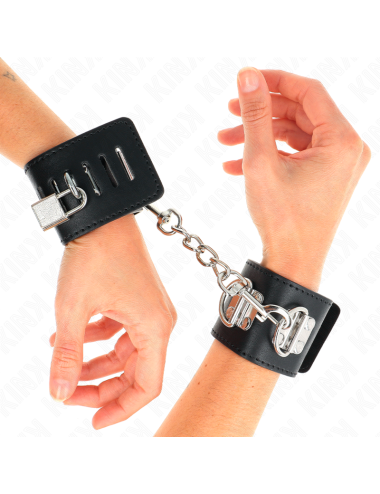KINK - MUÑEQUERAS MULTIPOSICIÓN CON CIERRE CANDADO NEGRO AJUSTABLE 16-23 CM X 5.5 CM