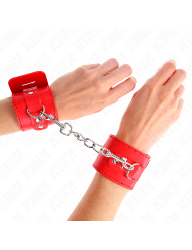 KINK - MUÑEQUERAS CON CIERRE CANDADO ROJO AJUSTABLE 16-23 CM X 5.5 CM