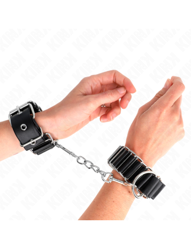 KINK - MUÑEQUERAS FINAS EN FORMA DE BISAGRA NEGRO AJUSTABLE 16-22 CM X 3.5 CM