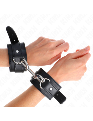 KINK - MUÑEQUERAS SIMPLES CON FILA DE REMACHES NEGRO AJUSTABLE 17-28 CM X 5 CM