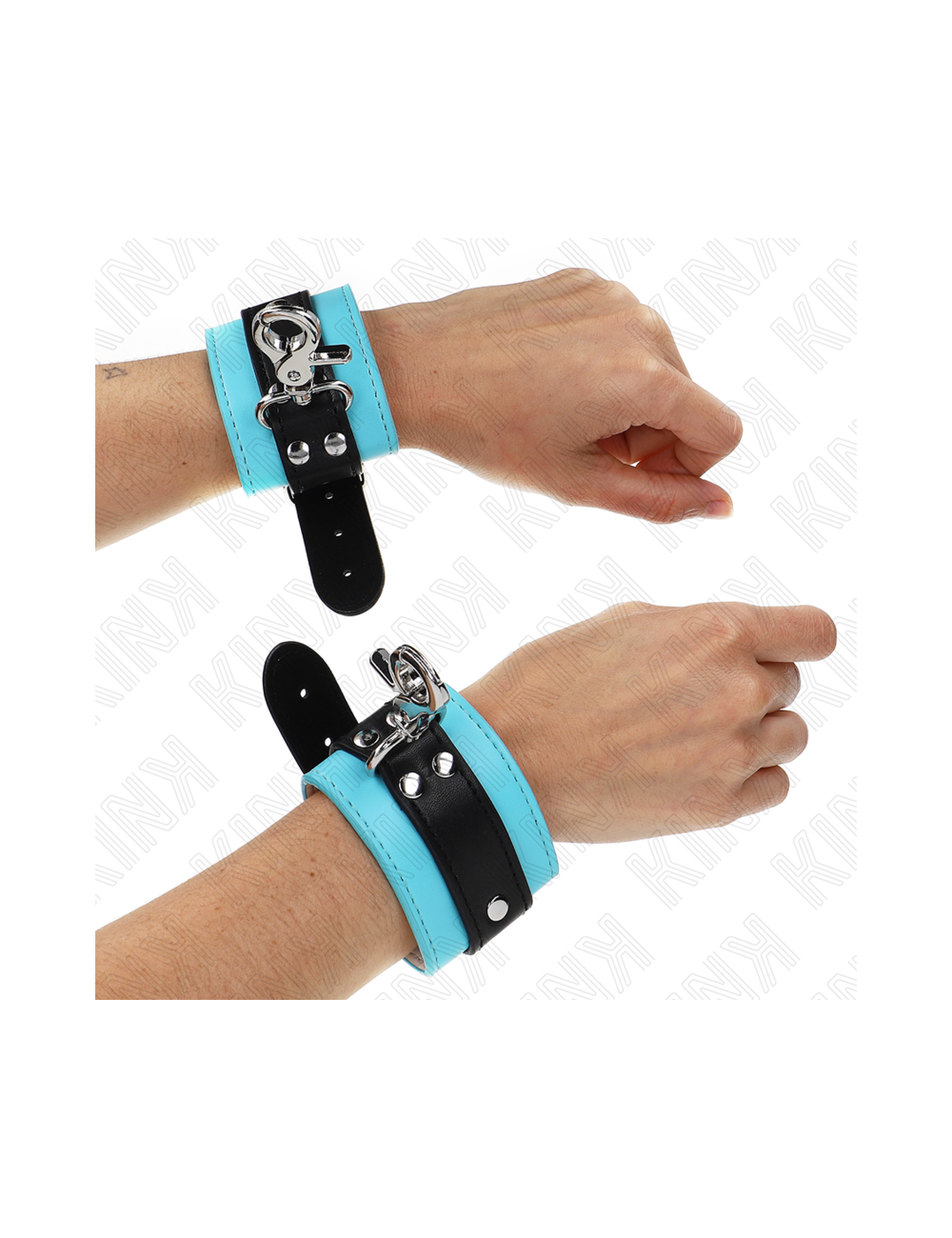 KINK - MUÑEQUERAS CON CIERRE PREMIUM NEGRO / AZUL AJUSTABLE 21-28 CM X 5.5 CM