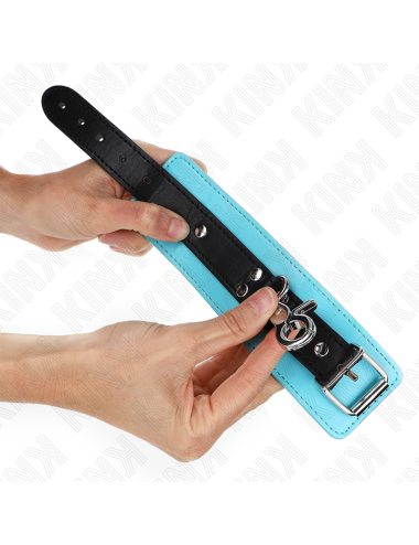 KINK - MUÑEQUERAS CON CIERRE PREMIUM NEGRO / AZUL AJUSTABLE 21-28 CM X 5.5 CM