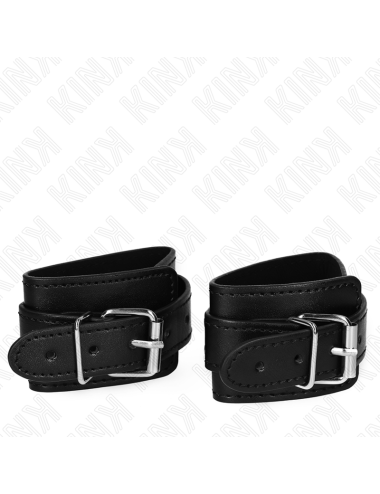 KINK - MUÑEQUERAS ESTILO MAZMORRA CON CERRADURA NEGRO AJUSTABLE 21-28 CM X 5.5 CM