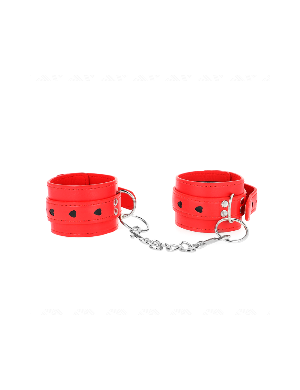 KINK - MUÑEQUERAS ROJO CON INCRUSTACIÓN DE CORAZÓN NEGRO AJUSTABLE 21-28 CM X 5.5 CM
