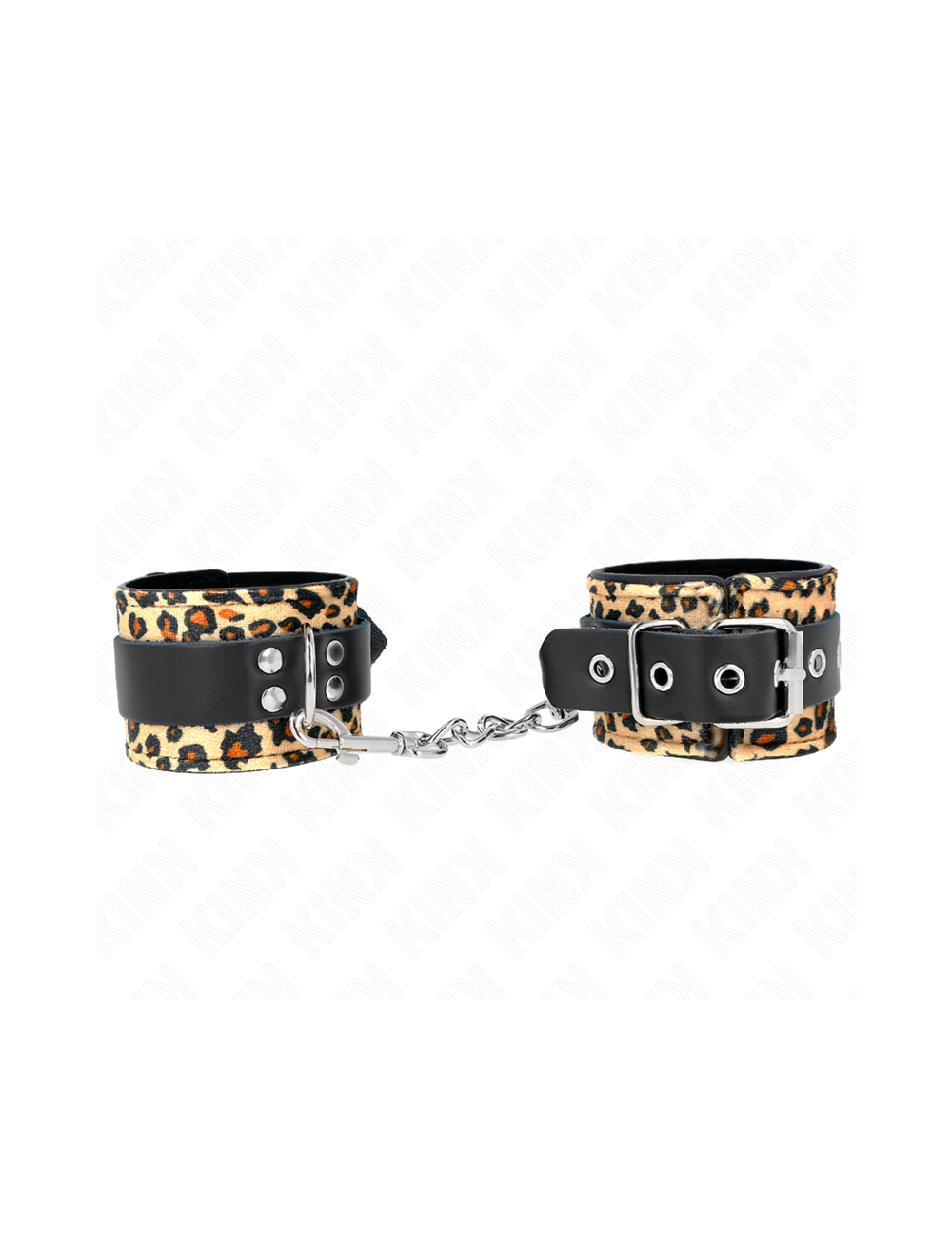 KINK - MUÑEQUERAS DE CUERO ESTILO LEOPARDO AJUSTABLE 18-29 CM X 5.5 CM