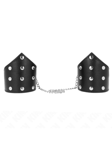 KINK - MUÑEQUERAS ESTILO PUNTIAGUDO NEGRO CON CADENA AJUSTABLE 17-23 CM X 8.5 CM