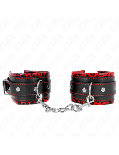 KINK - MUÑEQUERAS FORRADAS ROJO / NEGRO AJUSTABLE 17-29 CM X 6 CM