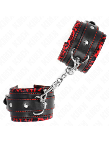 KINK - MUÑEQUERAS FORRADAS ROJO / NEGRO AJUSTABLE 17-29 CM X 6 CM
