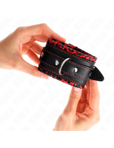 KINK - MUÑEQUERAS FORRADAS ROJO / NEGRO AJUSTABLE 17-29 CM X 6 CM