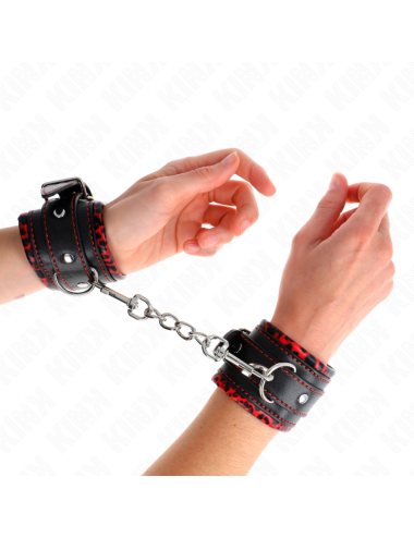 KINK - MUÑEQUERAS FORRADAS ROJO / NEGRO AJUSTABLE 17-29 CM X 6 CM