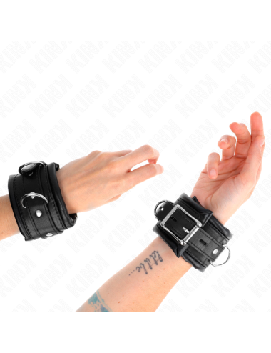 KINK - MUÑEQUERAS ESTILO HEAVY FORRO NEGRO AJUSTABLE 20-30 CM X 6 CM