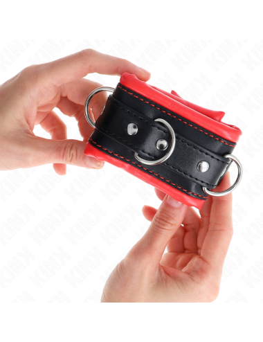 KINK - MUÑEQUERAS ESTILO HEAVY FORRO ROJO AJUSTABLE 20-30 CM X 6 CM
