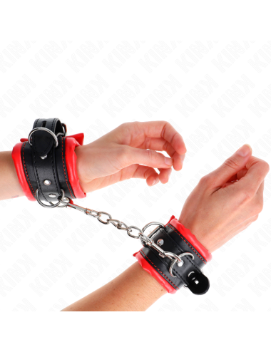 KINK - MUÑEQUERAS ESTILO HEAVY FORRO ROJO AJUSTABLE 20-30 CM X 6 CM