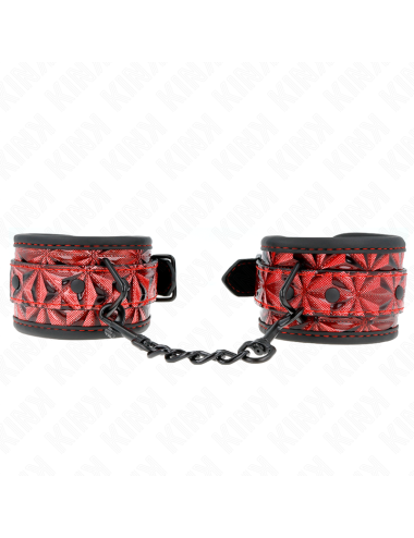 KINK - MUÑEQUERAS CON PATRÓN DE DIAMANTES ROJO OSCURO AJUSTABLE 17-26 CM X 5.5 CM