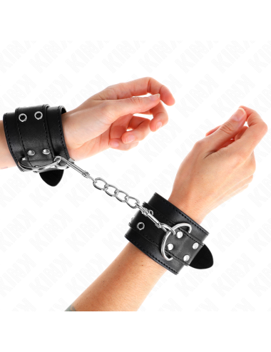 KINK - MUÑEQUERAS CON DOBLE LÍNEA DE TACHUELAS NEGRO AUSTABLE 19-26 CM