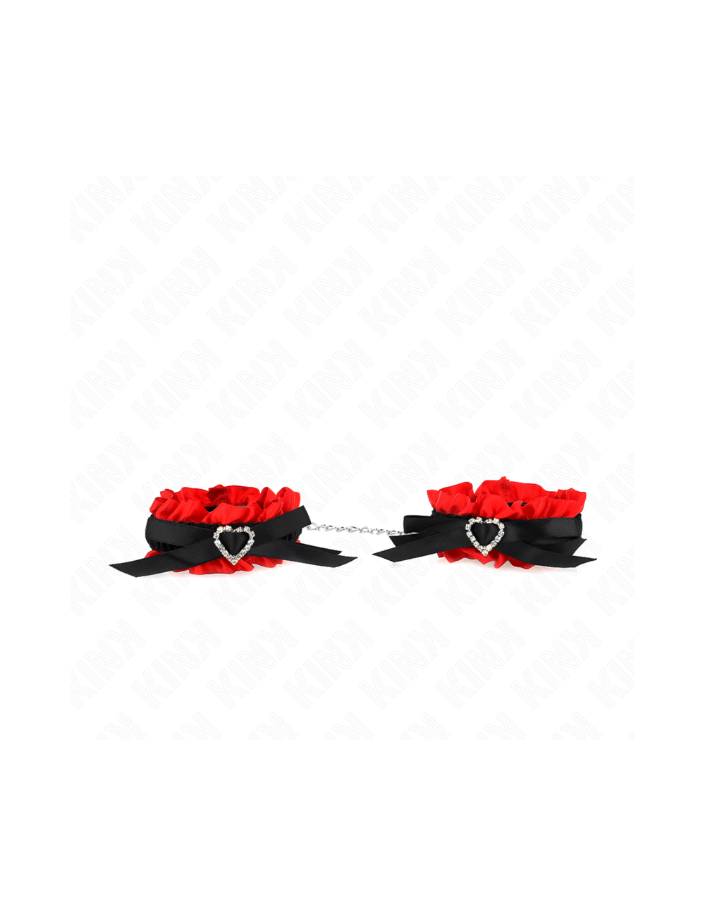 KINK - MUÑEQUERAS ELÁSTICAS DE ENCAJE CON DETALLE CORAZÓN ROJO AJUSTABLE 22-35 CM
