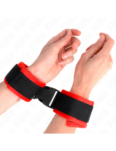 KINK - MUÑEQUERAS NYLON ROJO-NEGRO MODELO 1 AJUSTABLE 25-35 CM X 6 CM
