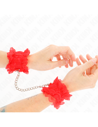 KINK - MUÑEQUERAS ELÁSTICAS DE ENCAJE ROJO