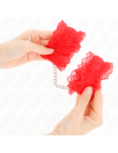 KINK - MUÑEQUERAS ELÁSTICAS DE ENCAJE ROJO