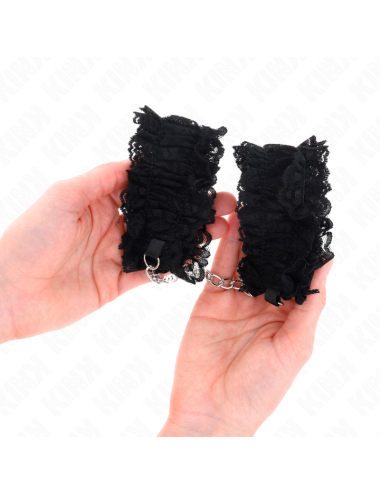 KINK - MUÑEQUERAS ELÁSTICAS DE ENCAJE NEGRO