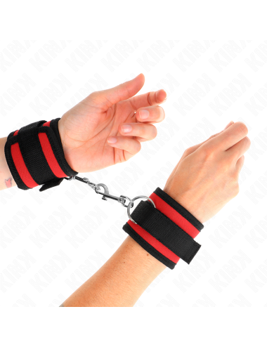 KINK - MUÑEQUERAS NYLON ROJO-NEGRO MODELO 2 AJUSTABLE 18-35 CM X 6 CM