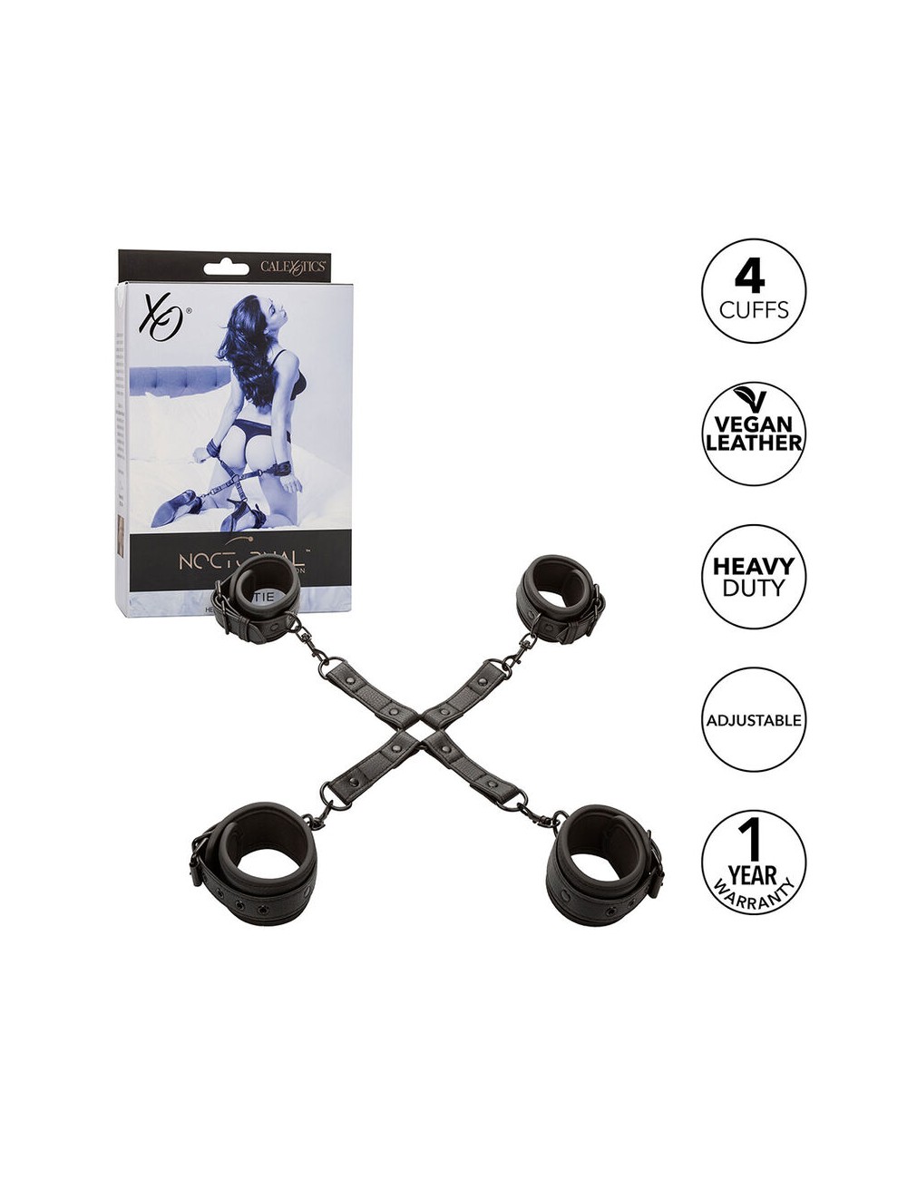 CALEXOTICS - NOCTURNAL CONECTOR HOG TIE CUERO AJUSTABLE NEGRO