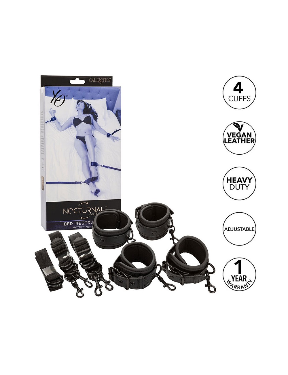 CALEXOTICS - NOCTURNAL RESTRICCIONES DE CAMA CUERO AJUSTABLE NEGRO CALEXOTICS - NOCTURNAL RESTRICCIONES DE CAMA CUERO AJUSTABLE NEGRO