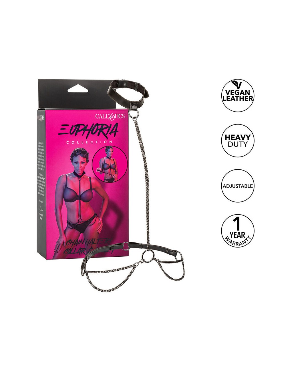 CALEXOTICS - EUPHORIA COLLAR HALTER Y CORREA CON CADENA